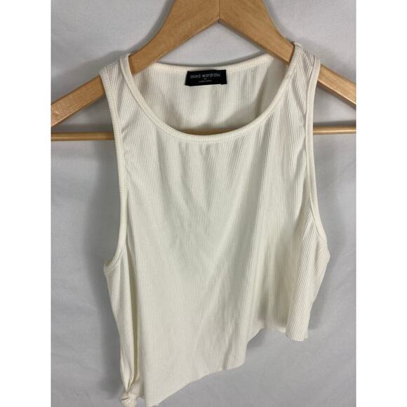 Naked Wardrobe Ribbed Asymmetrical White Tie Side Tank Size XL - Picture 1 of 6